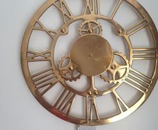 Clock/Roman Numeral Skeleton Round Brass Wall Clock, 46cm .. Easy to Hang with Build-In Hook .. Price Drop