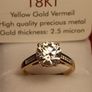 3 carat Moissanite Solitaire Ring in 18kt Vermeil Hard Gold Plated Sterling Silver (Bargain) Image 9