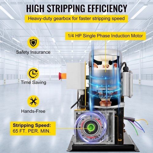 New 1.5mm-40mm Wire Stripping Machine 10 Blades Stripper Copper Recycling 220v