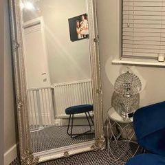 Large Ornate Silver Floor Mirror