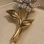 1980's Gold Plated Flower Brooch Image 2