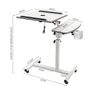 Height Adjustable Computer Desk on Wheels, Rolling Laptop Desk with Cooling Fan, Overbed Table with Mouse Tray, Laptop Table with Pen Holder, Bedside Table for Home Office, White Image 4