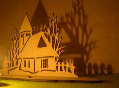 Christmas Crib Tea Light candle holder wood craft decoration laser cut