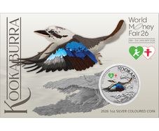 2026 Australia Kookaburra WMF Special Edition 1oz Silver Coin, Colour Application Privy Mark Ampelmann - Coincard/ Blister.