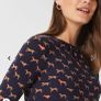 Hobbs london midi alone fit and flare dress with dog print navy autumnal chic Image 4