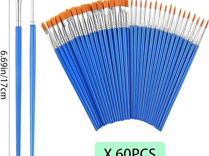 Small Paint Brushes - 60 Pieces of paint brushes for children,Art Paint Brush set for Acrylic, Watercolor, Oil and Gouache Paints - Ideal for Body Face, Decorations, Figurines and Nail Art
