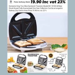 Domestic King Sandwich Toasters 750 Watts Euro Prices Powerful and Versatile With Two Indicator Lights Power On /Sandwich Ready To Enjoy