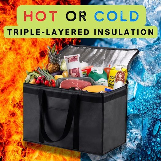 Insulated Delivery Bag XXL by NZ Home, Hot & Cold Food Bag. Ideal for Pizza, Indian, Chinese, Kebabs. Suitable for Deliveroo, FEAST, One Delivery, Uber Eats, Foodhub
