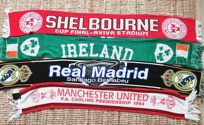 Collection of football scarfs