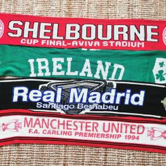 Collection of football scarfs