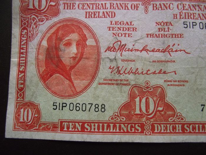 The Central Bank of Ireland. Lady Lavery 10 shillings (1965)