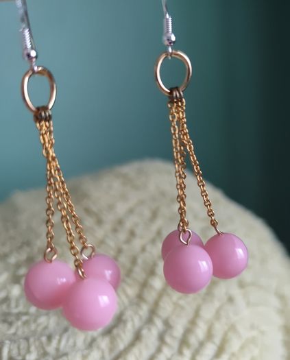 Pink Drop Earrings / Handmade New