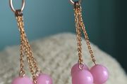 Pink Drop Earrings / Handmade New