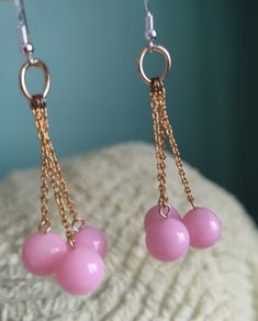 Pink Drop Earrings / Handmade New