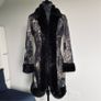 Long line jacket indigo/gold with black faux fur Image 2