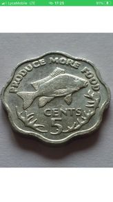 Seychelles 5 Cents 1977 Fish Low Mintage