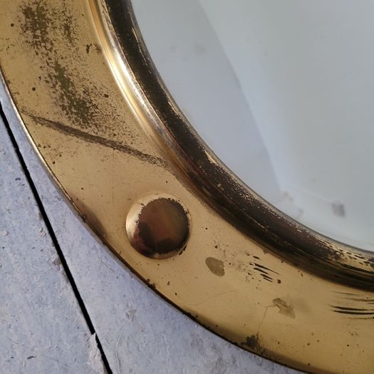 Antique brass porthole/convex mirror