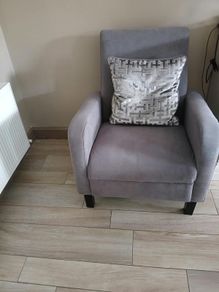 Grey armchair with 2 stools