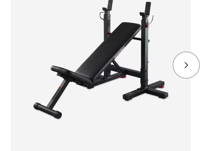 Tiltable weights bench plus 2 dumbbells