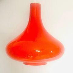 Danish Holmegaard orange cased glass pendant MCM