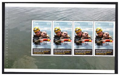 2012 Ireland 150th Anniversary of the Dublin Fire Brigade (DFB) Water Rescue Commemorative Stamp Booklet Pane Mint Never Hinged (MNH). Hibernian HP219