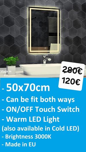 LED Bathroom Mirrors Speakers Demister Antifog Weather Station Clock Dual LED Sensor Touch