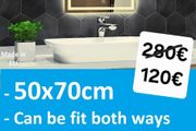 LED Bathroom Mirror 50x70cm Touch Switch Makeup Cosmetic Illuminated Bright Light Cold Warm Light Color