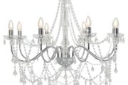 Chandelier with Beads Silver 8 x E14 Bulbs