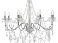 main image for ad Chandelier with Beads Silver 8 x E14 Bulbs