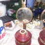2 Beautiful Old Mirror Red Glass Oil Lamps, Postage Available Image 2