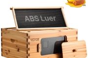 Beeswax Coated Natural Fir Wood, Langstroth Beehive Kit with 10 Frames and Foundations, Transparent Acrylic Bee Windows for Beginners and Pro Beekeepers
