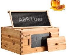 Beeswax Coated Natural Fir Wood, Langstroth Beehive Kit with 10 Frames and Foundations, Transparent Acrylic Bee Windows for Beginners and Pro Beekeepers