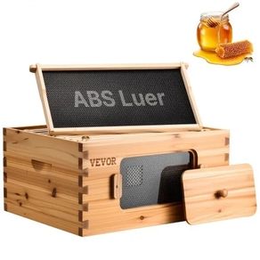 Beeswax Coated Natural Fir Wood, Langstroth Beehive Kit with 10 Frames and Foundations, Transparent Acrylic Bee Windows for Beginners and Pro Beekeepers