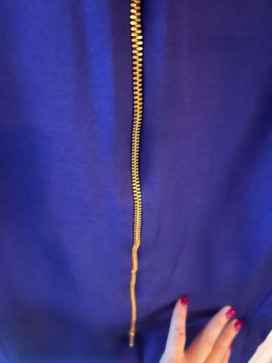 Cadbury Purple Coast Dress with full length gold zip - Size 10