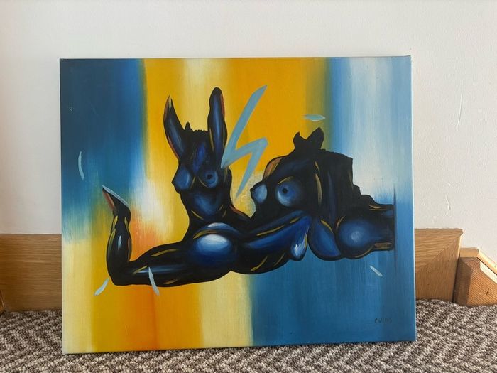 Oil Painting on Canvas of Nude Headless Figures