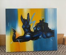Oil Painting on Canvas of Nude Headless Figures