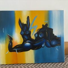 Oil Painting on Canvas of Nude Headless Figures