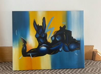 Oil Painting on Canvas of Nude Headless Figures