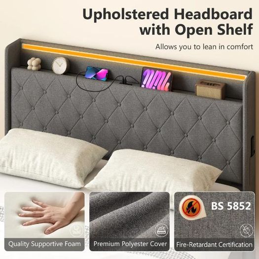 King Bed Frame with Headboard