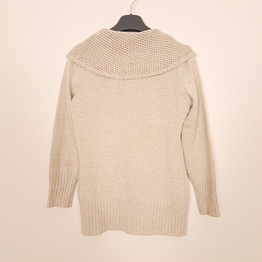 Faber Beige Oatmeal Cream Chunky Cowl Neck Knit Jumper with Buckle Detail 8-10UK/36-38EU