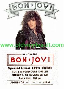Bon Jovi Concert Poster RDS Simmonscourt Dublin 1988