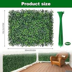 6 PCS Artificial Hedge Panels 40x60cm - Dark Green Boxwood Privacy Fence Wall for Indoor Outdoor Garden Decor, Wedding Backdrop, Balcony Cover