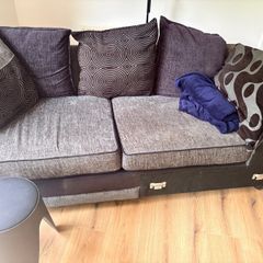 corner sofa and glass coffee table few years still left in it