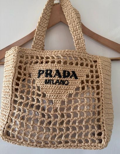 Prada Raffia Crochet Bag small