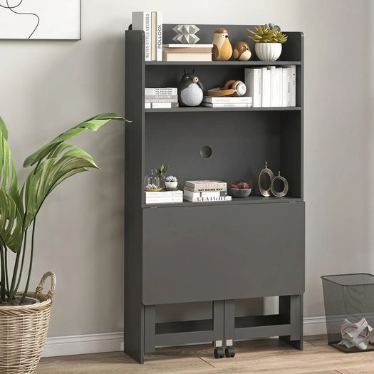 Foldable Computer Desk with Storage Shelves