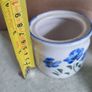 Vintage 1990s small hand-painted blue floral ceramic creamer and sugar bowl set with lid flower 90s Image 4