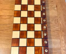 Wooden Folding Chess Set with Carved Pieces, Complete, never used