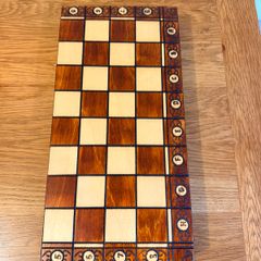 Wooden Folding Chess Set with Carved Pieces, Complete, never used