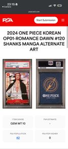 Rare Korean Shanks One Piece graded 10 pop 42 in world