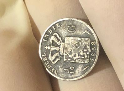 1858 Netherlands East Indies 1/10 Gulden coin Silver 72%